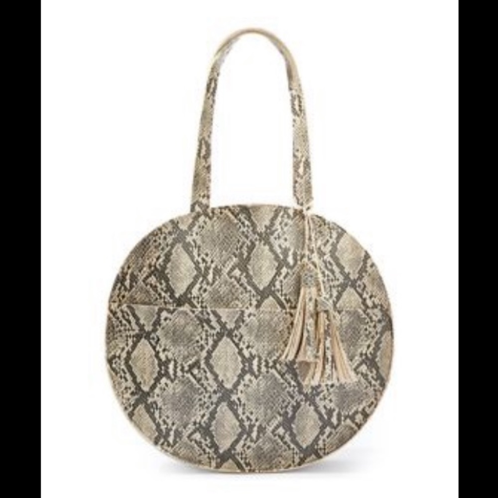 Faux Animal Skin Round Tote Bag